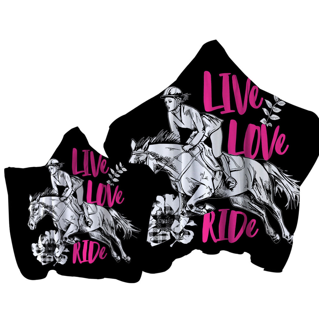 Towel with Hood with Dressage Live Love Ride Horse Riding