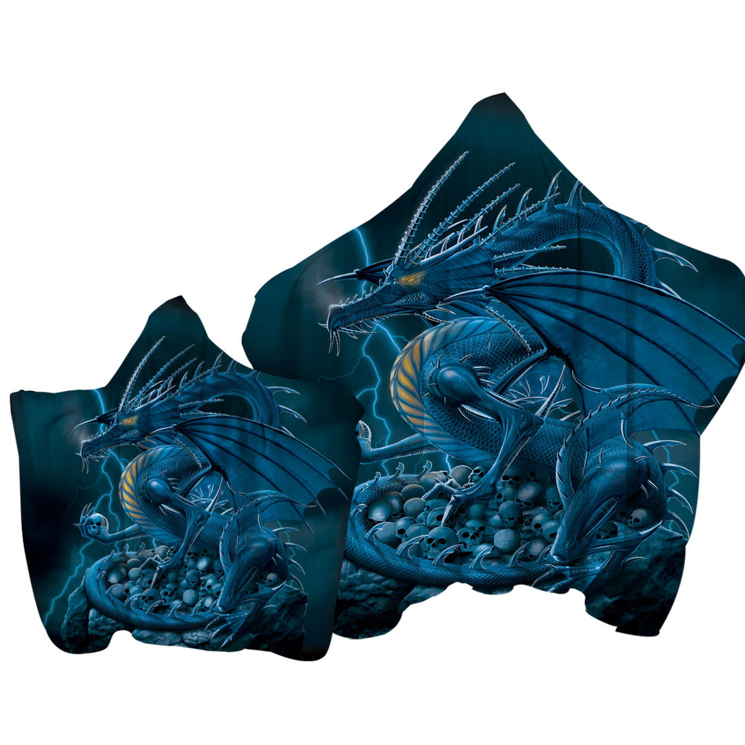 Towel with Hood with Fantasy Art Scary Human Skulls Blue Dragon