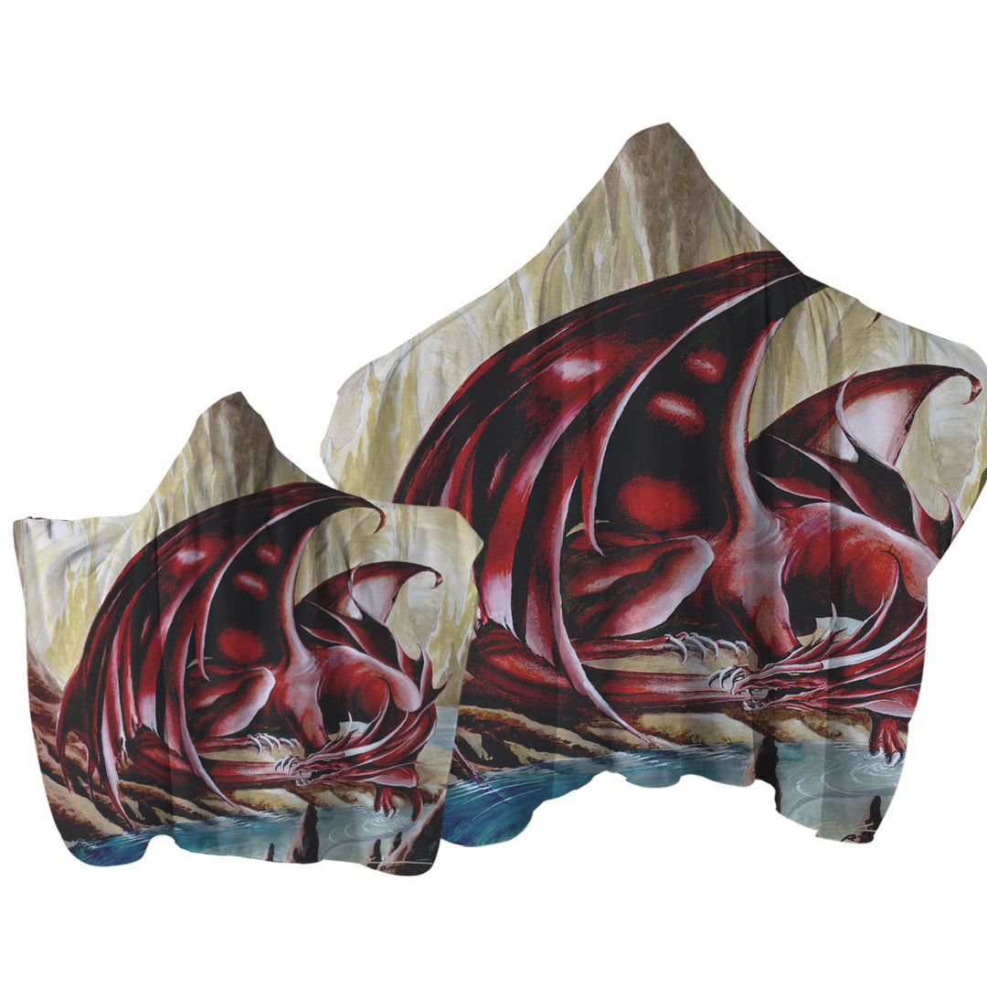 Towel with Hood with Firebrand Red Dragon Drawing