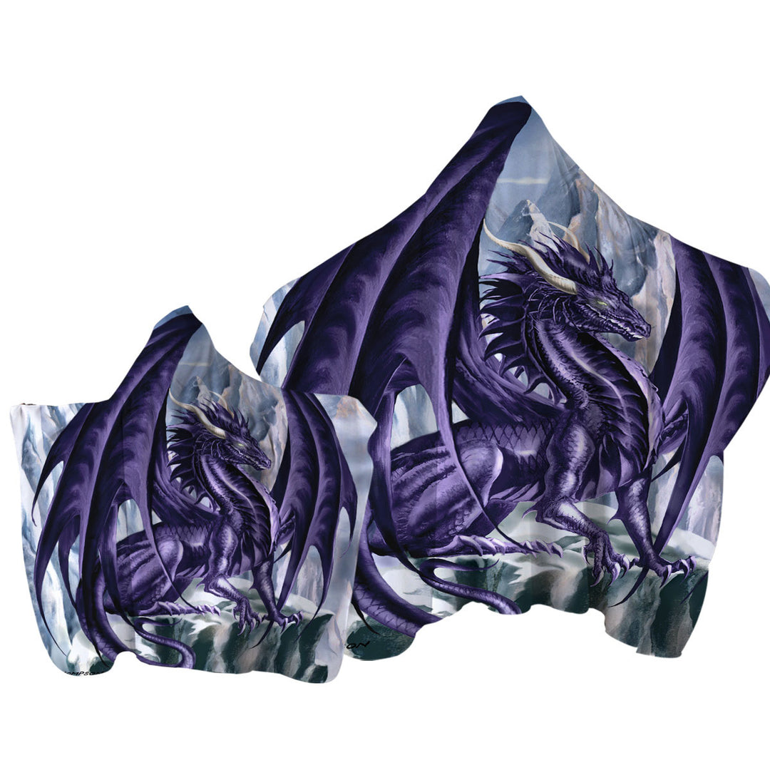 Towel with Hood with Hoarfrost Purple Dragon Drawing