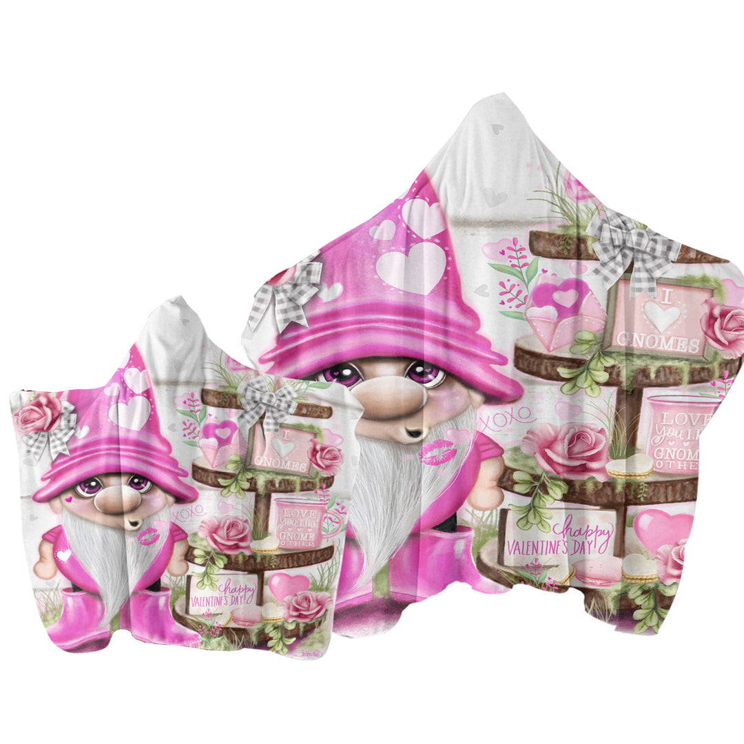 Towel with Hood with Love Pink Valentine Lil Gnome