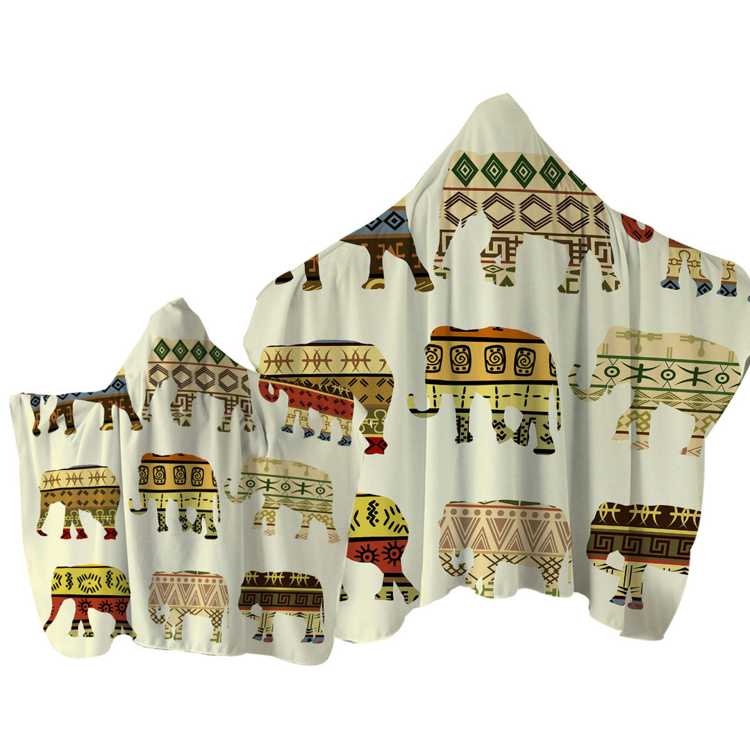 Towel with Hood with Multi Patterns Elephants