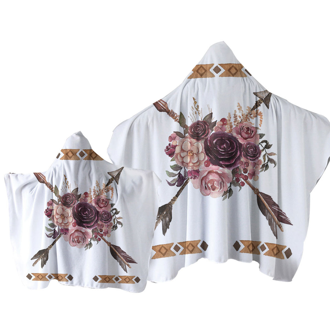 Towel with Hood with Native Purplish Flowers and Arrows