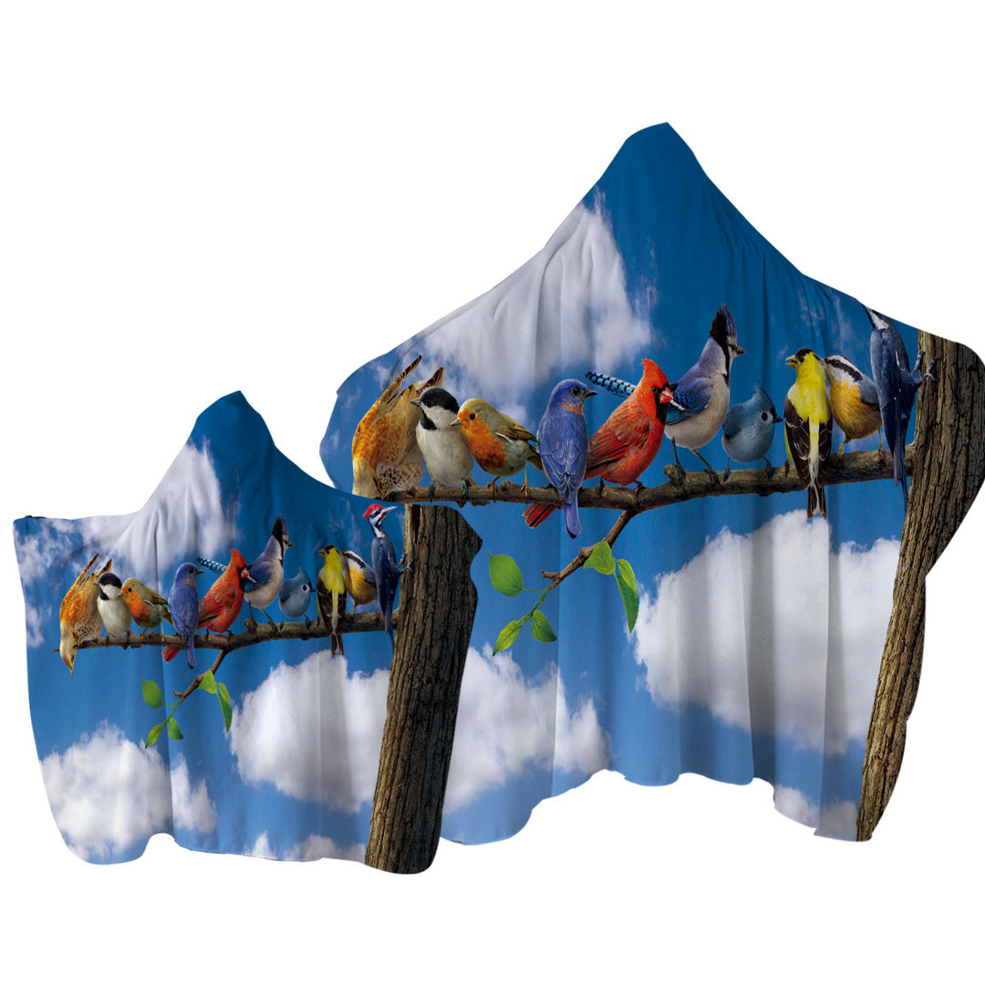 Towel with Hood with Nature Art Multi Colored Birds