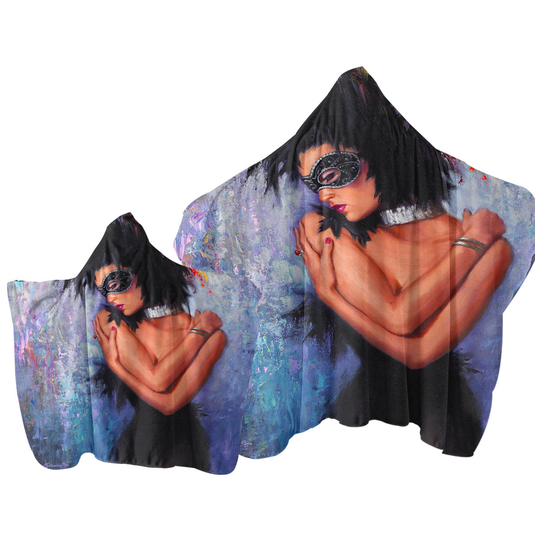 Towel with Hood with Painting of a Woman the Lady in Black