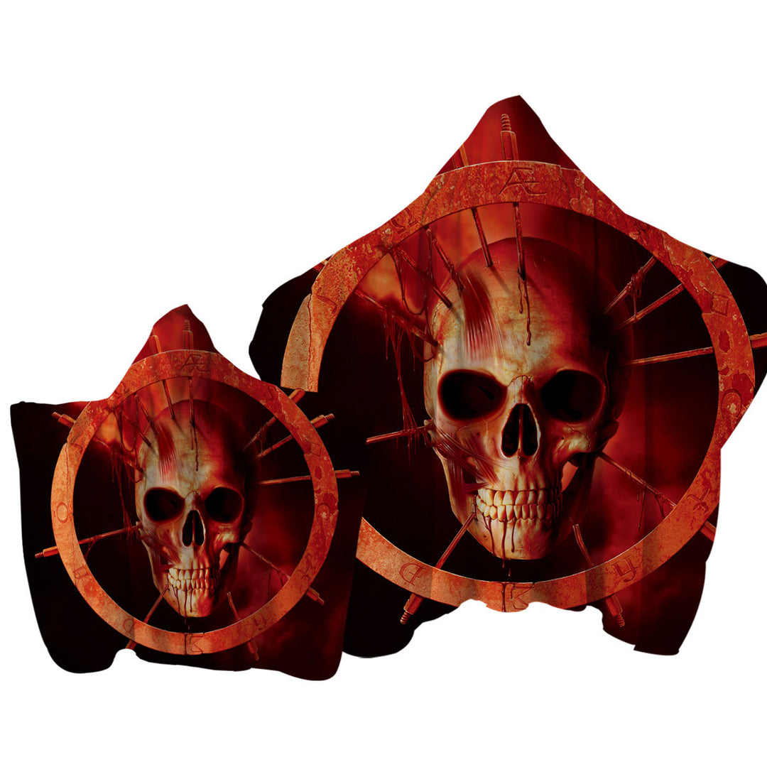 Towel with Hood with Scary Dark Art Blood Ring Skull