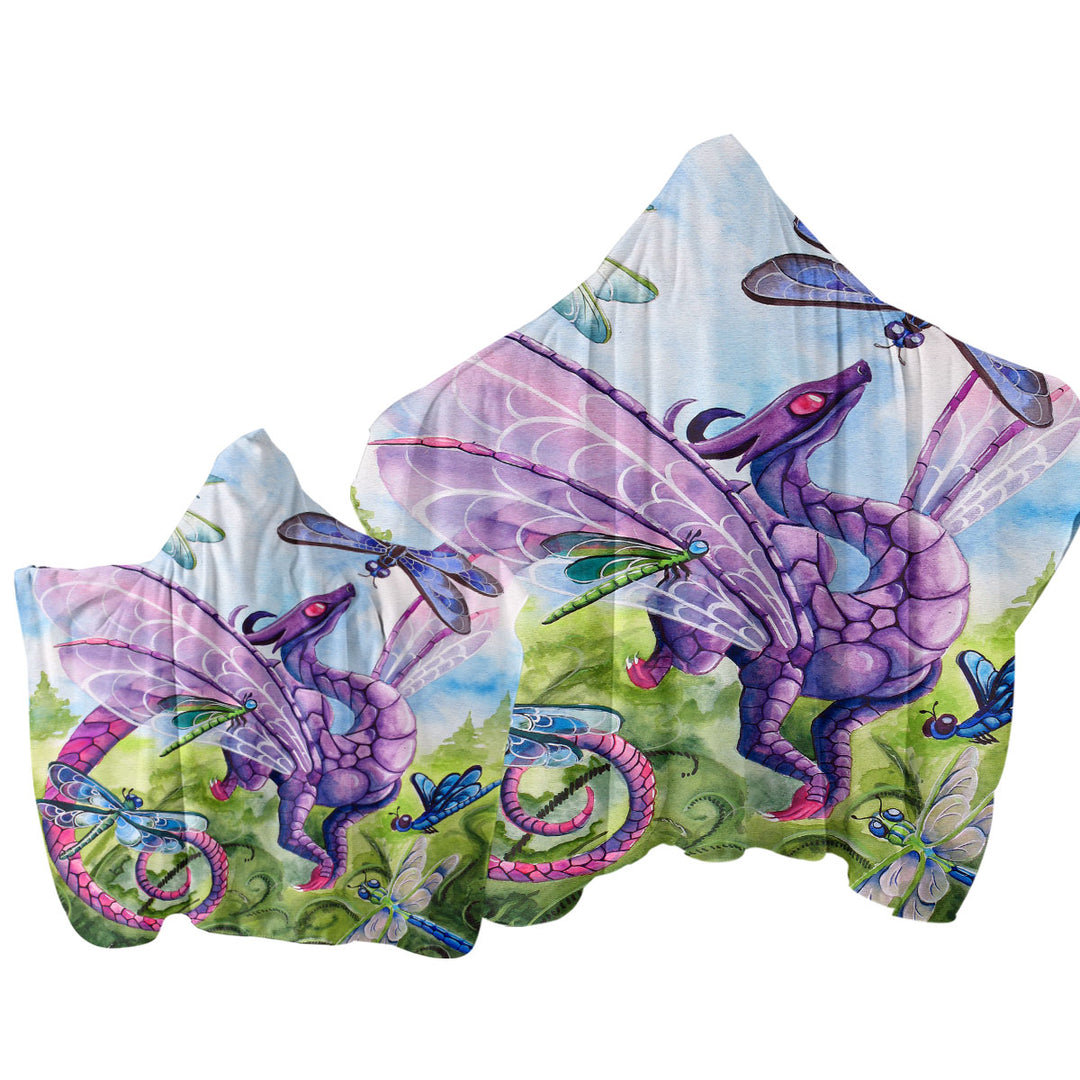 Towel with Hood with Spring Dragon and Dragonflies