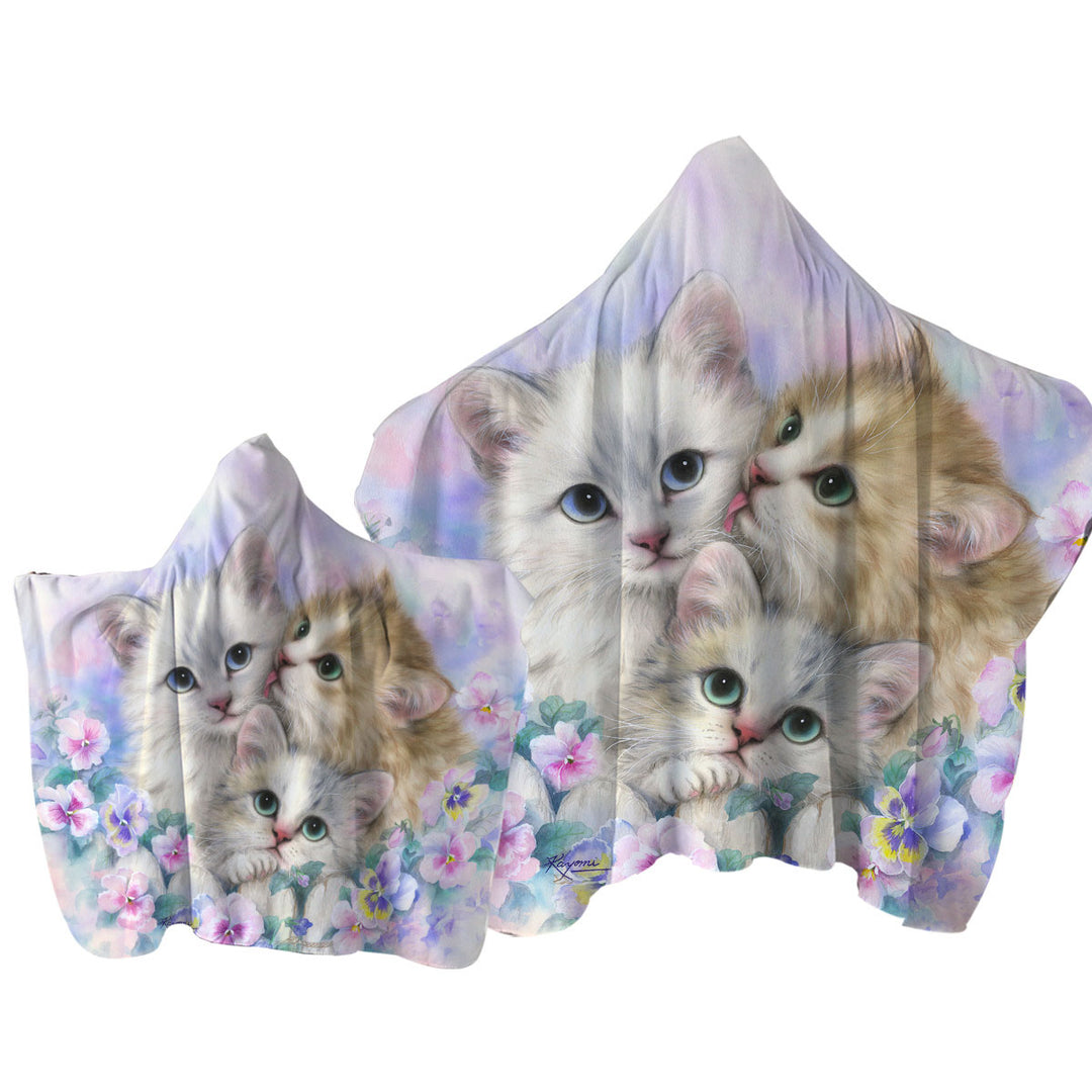 Towel with Hood with Three Adorable Kittens Daydreamers Cat Art