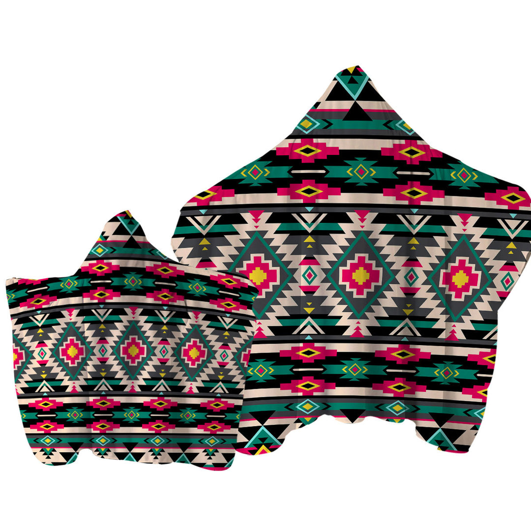 Towel with Hood with Traditional Aztec Multicolor Design