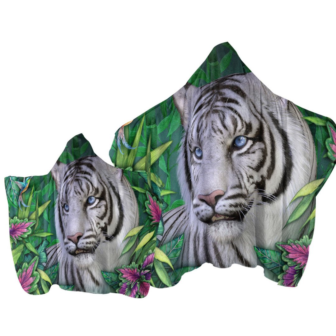 Towel with Hood with Wild Animals Art Tropical White Tiger