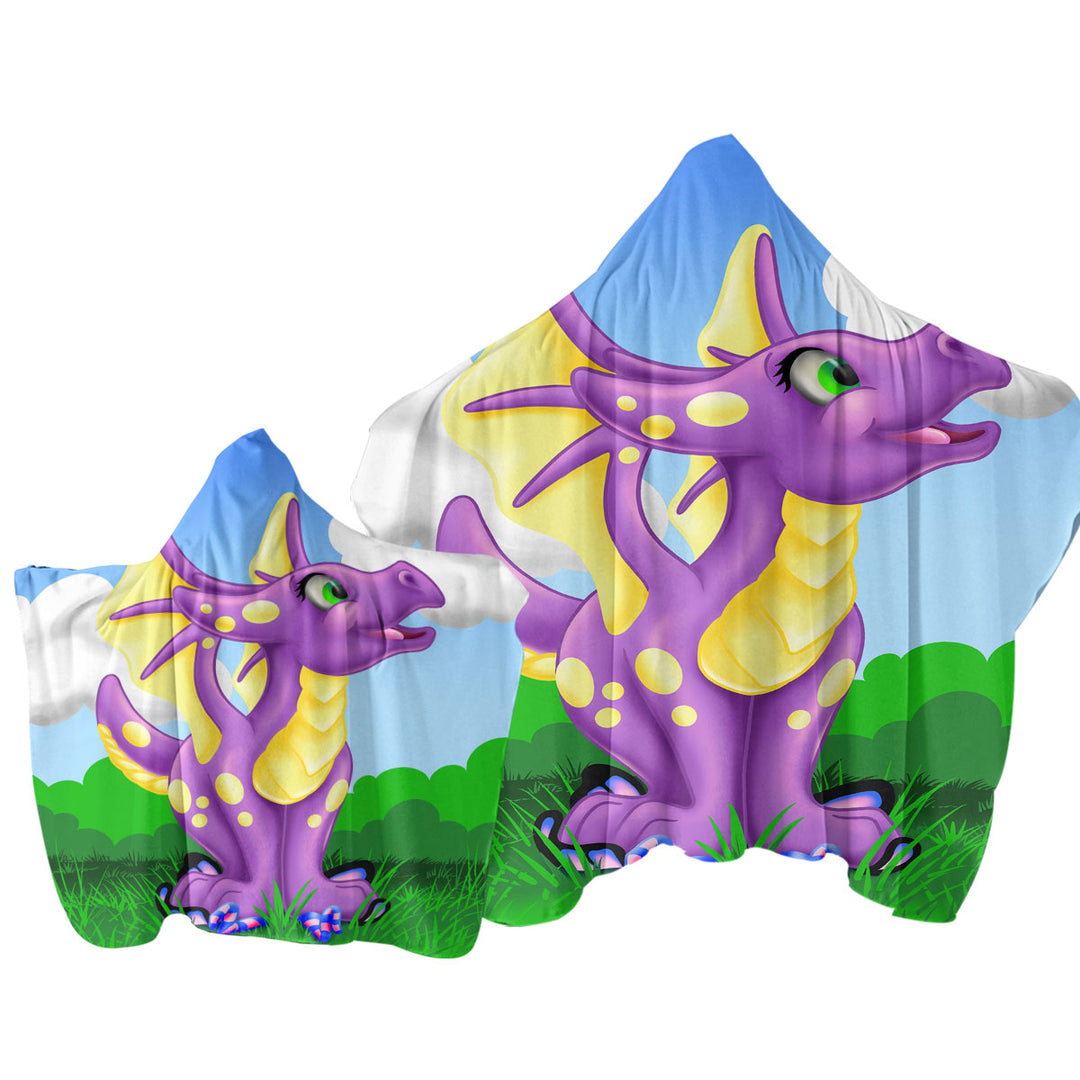 Towel with Hood with Yellow Purple Sweet Dragon