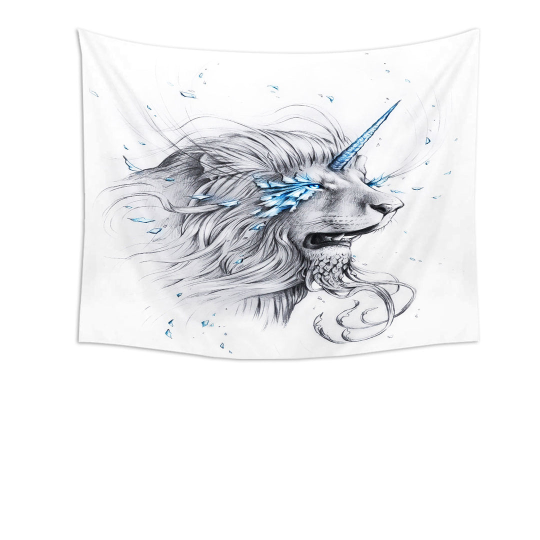 Trendy Home Decor Tapestry for Hanging Animal Drawings Lion Soul