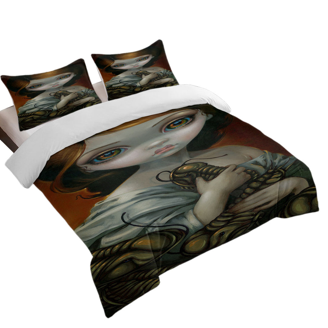 Trilobites Prehistoric Creatures and Beautiful Girl Duvet Cover