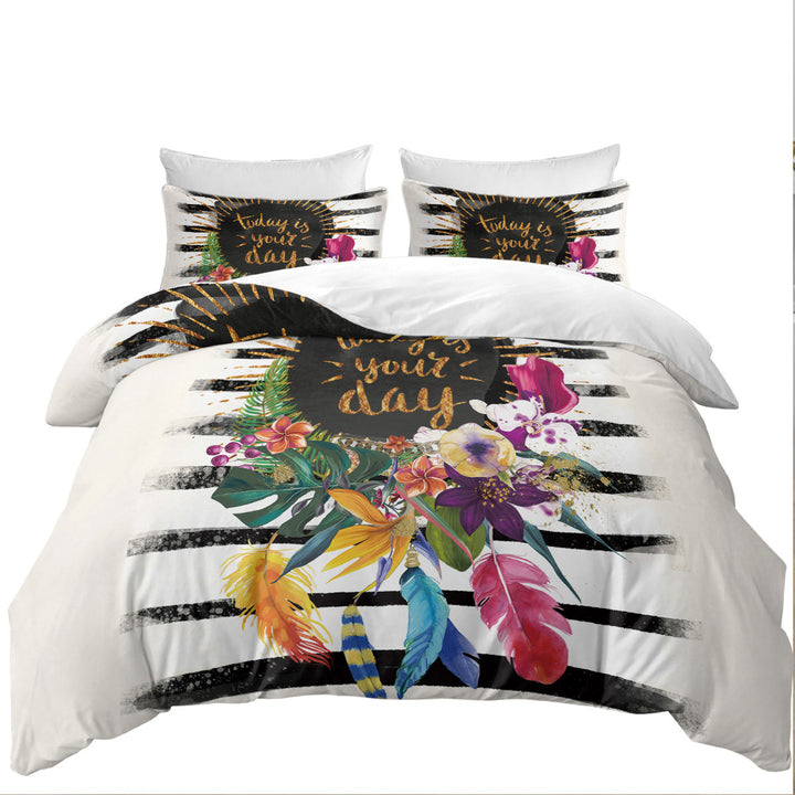 Tropical Flowers Encouragement Duvet Cover