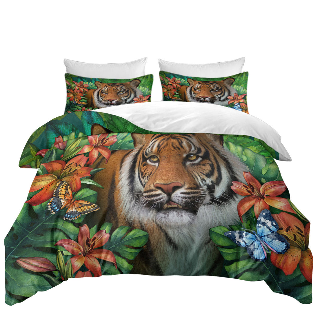 Tropical Flowers and Animals Wild Tiger Lily Best Duvet Covers