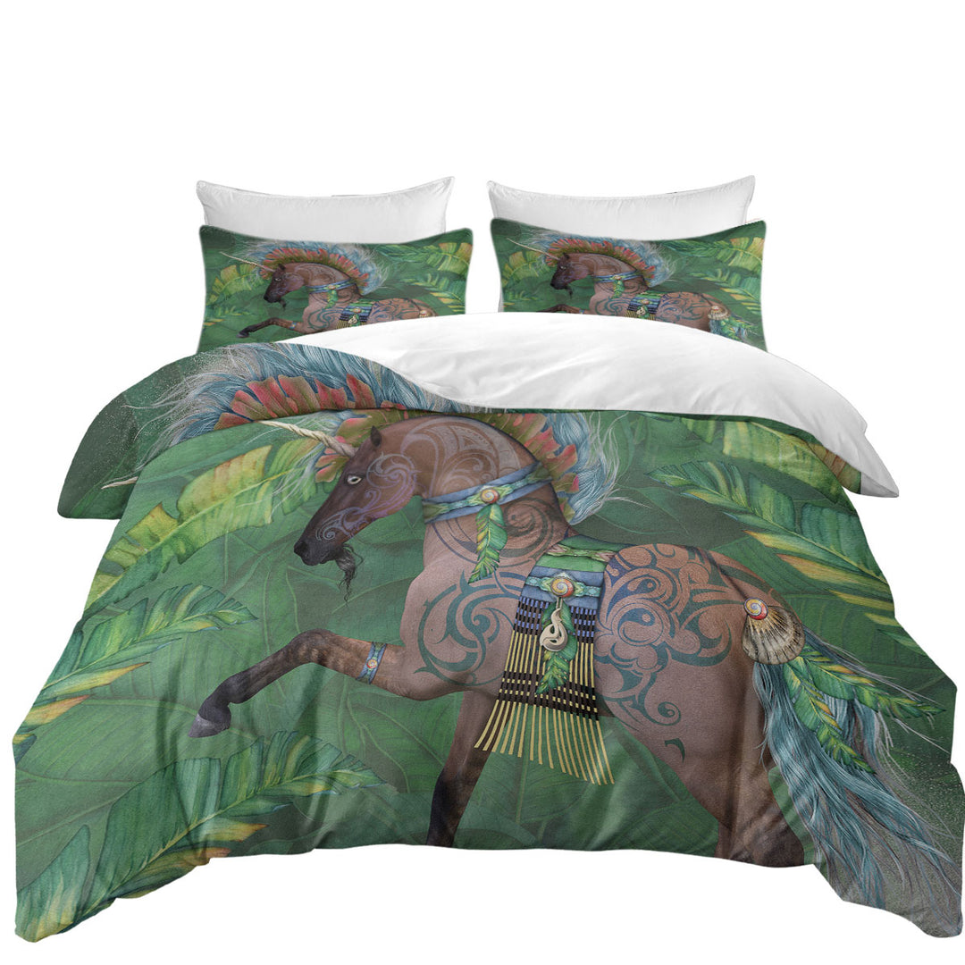 Tropical Leaf Rawiri Unicorn California King Duvet Cover