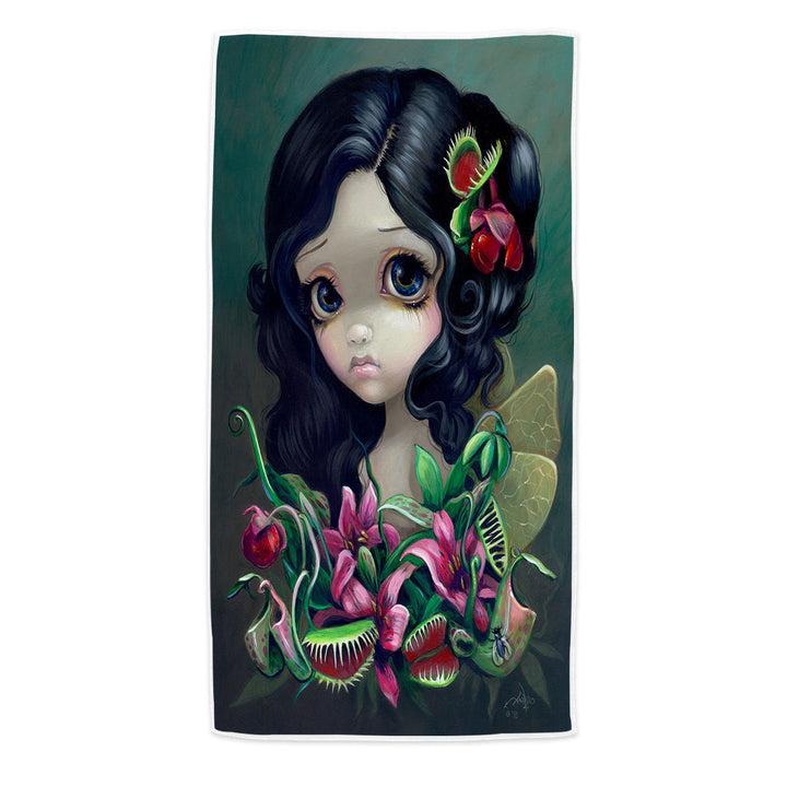 Tropical Microfibre Beach Towels Flowers Carnivorous Bouquet Fairy