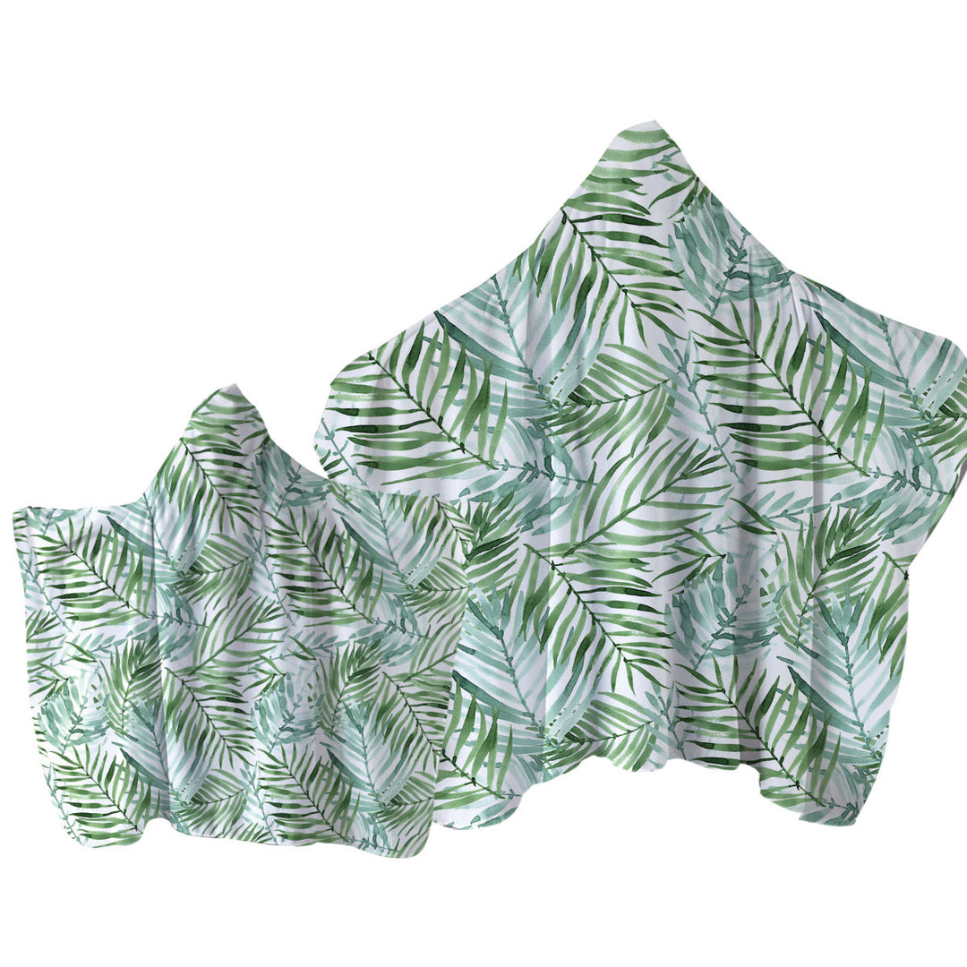 Tropical Mood Green Palm Leaves Towel Hoodie