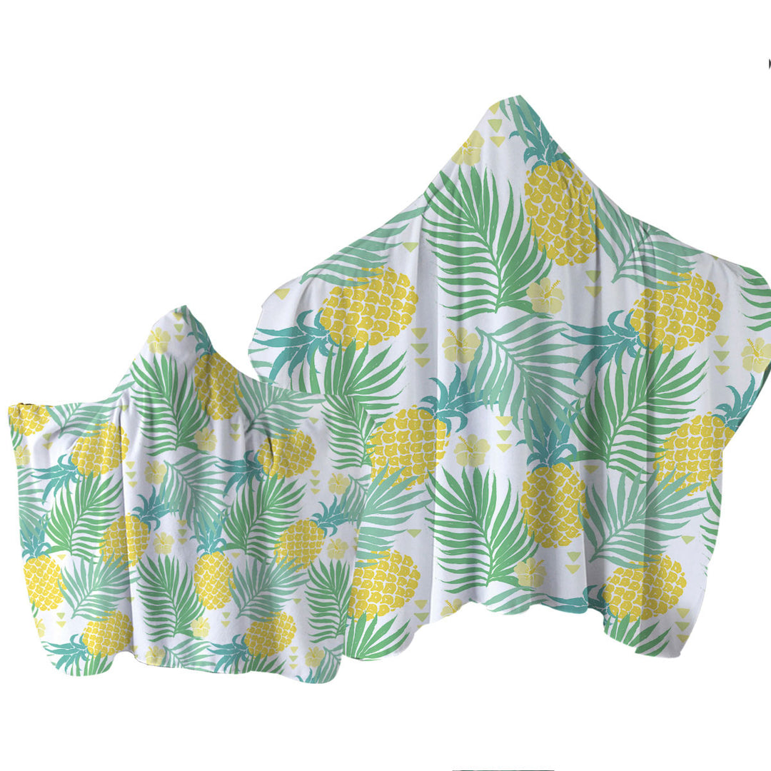 Tropical Mood Pineapple and Leaves Hooded Beach Towel