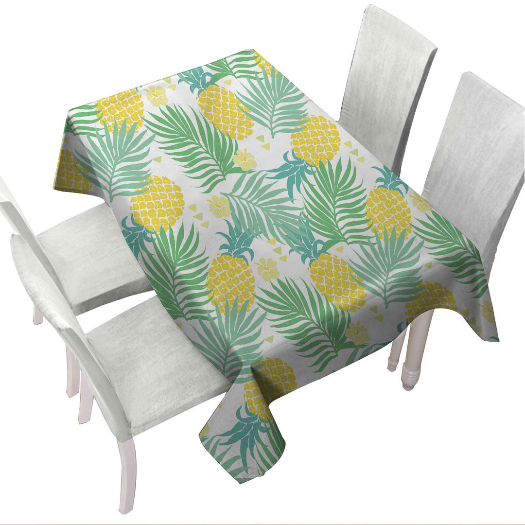 Tropical Mood Pineapple and Leaves Tablecloth