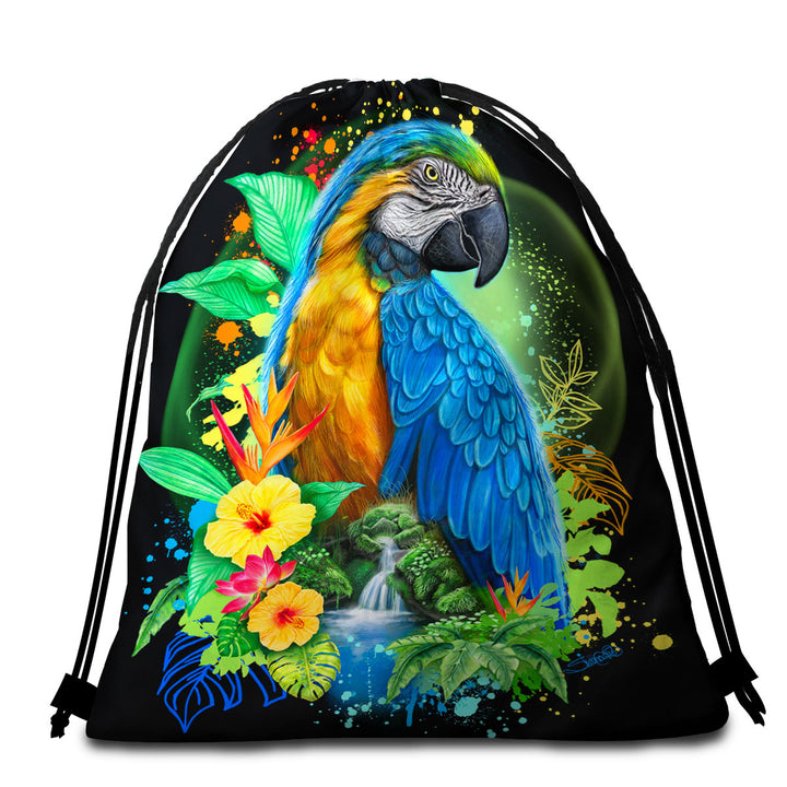 Tropical Spirit Ara Macaw Beach Towels and Bags Set