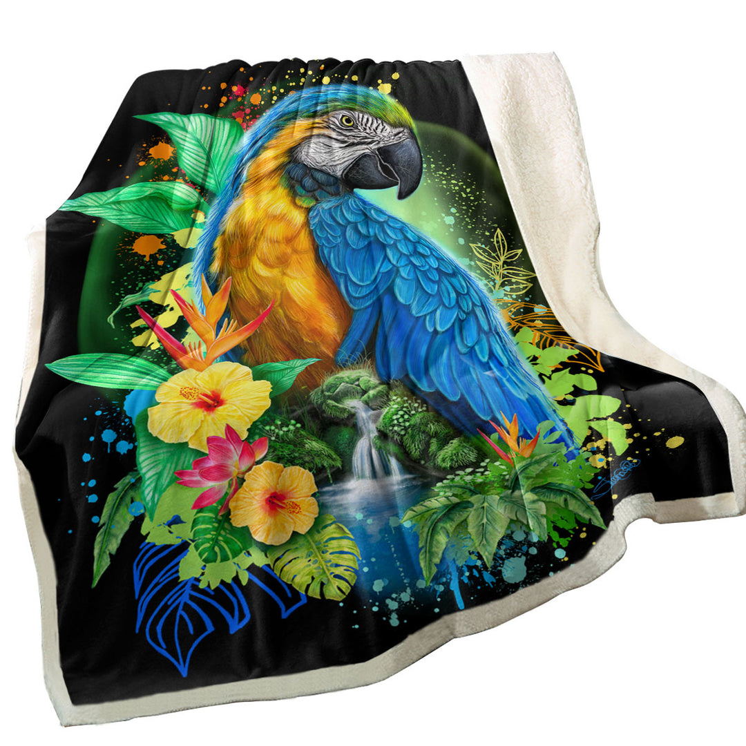 Tropical Spirit Ara Macaw Sherpa Blanket