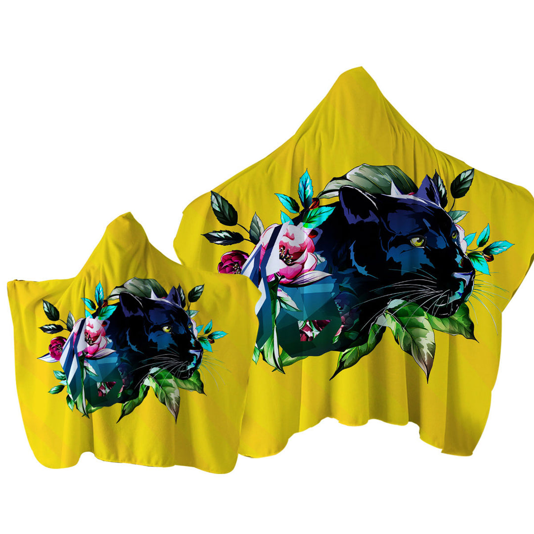 Tropical Vibes Panther Hooded Beach Towel