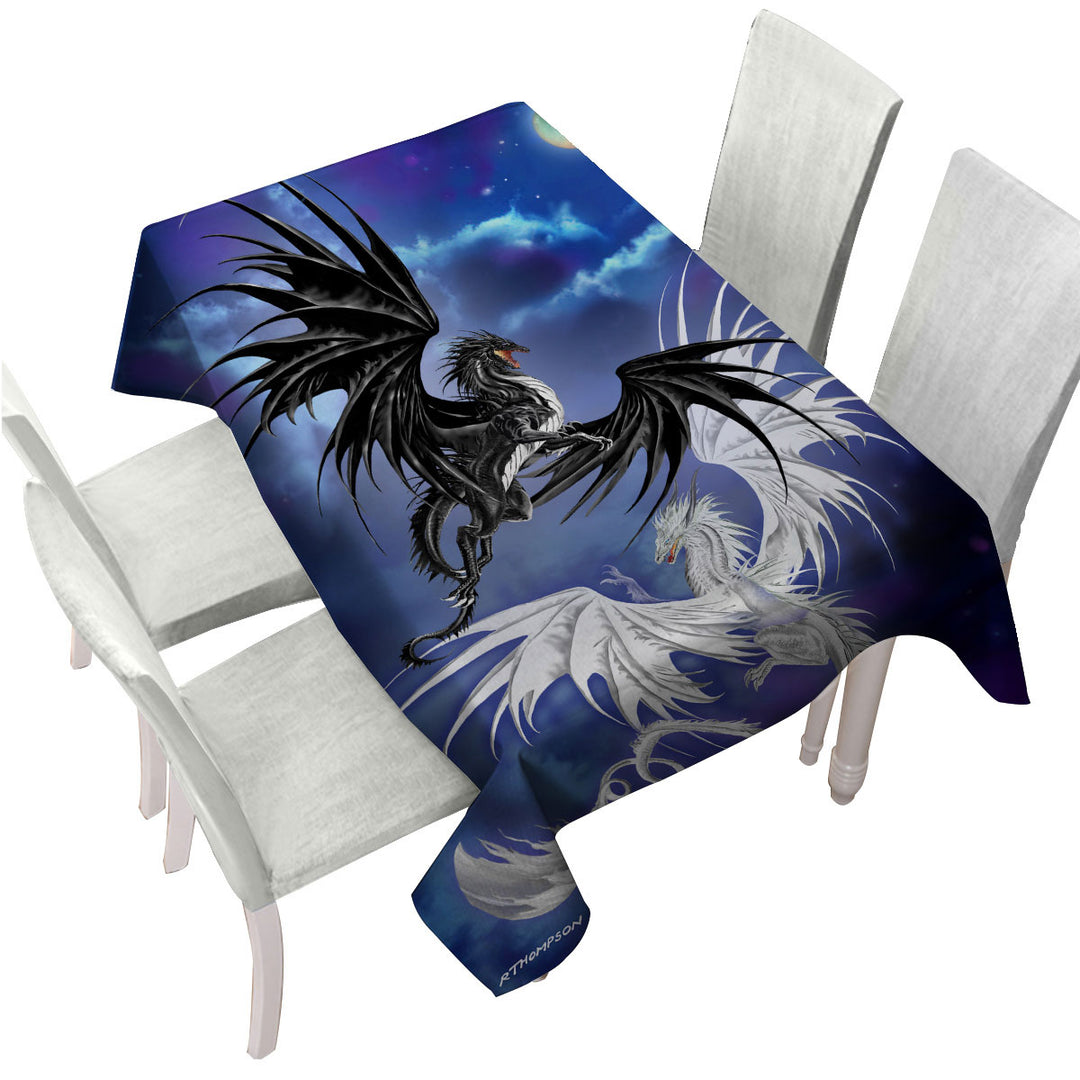 Twilight Duel Black vs White Dragons Tablecloth