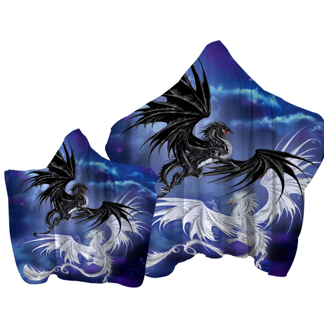 Twilight Duel Black vs White Dragons Towel Hoodie