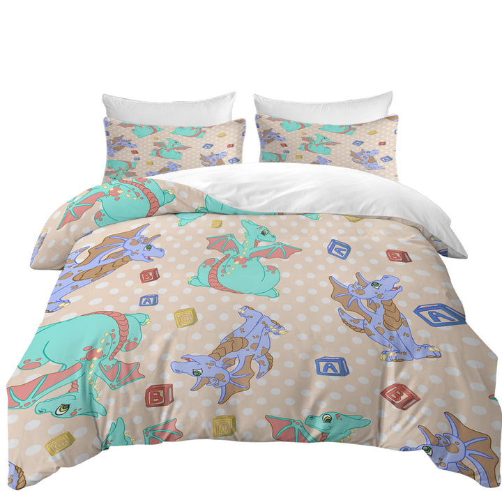 Twin Duvet Covers with ABC Boys Dragon Pattern