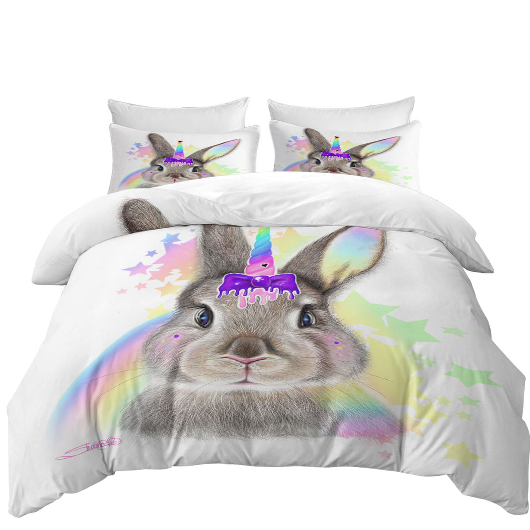 Twin Duvet Covers with Bunnicorn Cute Children Design Bunny