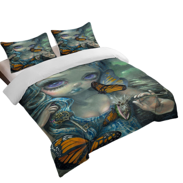 Twin Duvet Covers with Butterfly Effect Blue Willow Pattern Maiden