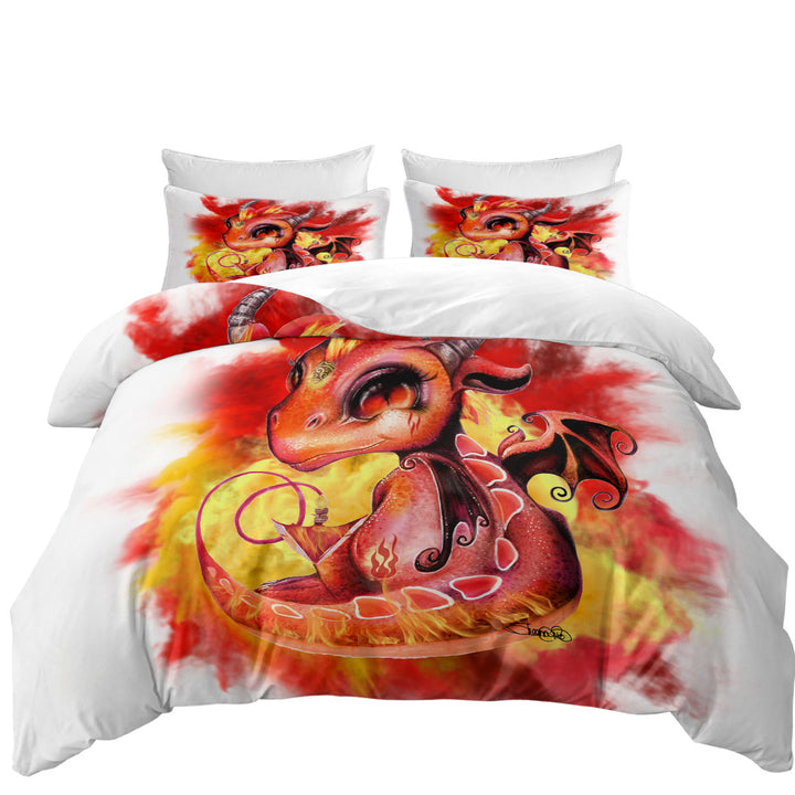 Twin Duvet Covers with Cool Kids Fire Flames Lil Dragon