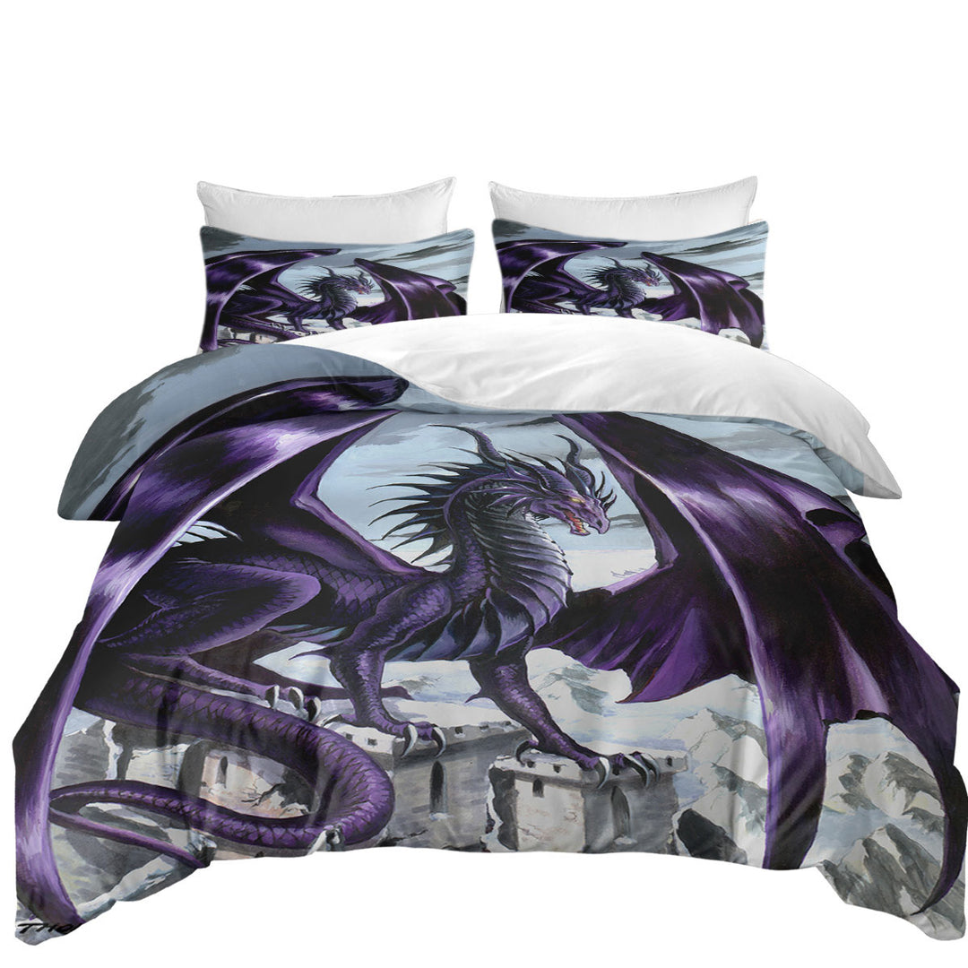 Twin Duvet Covers with Evil Purple Dragon City Nemesis