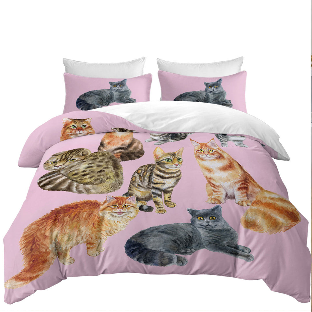 Twin Duvet Covers with Painted Cats