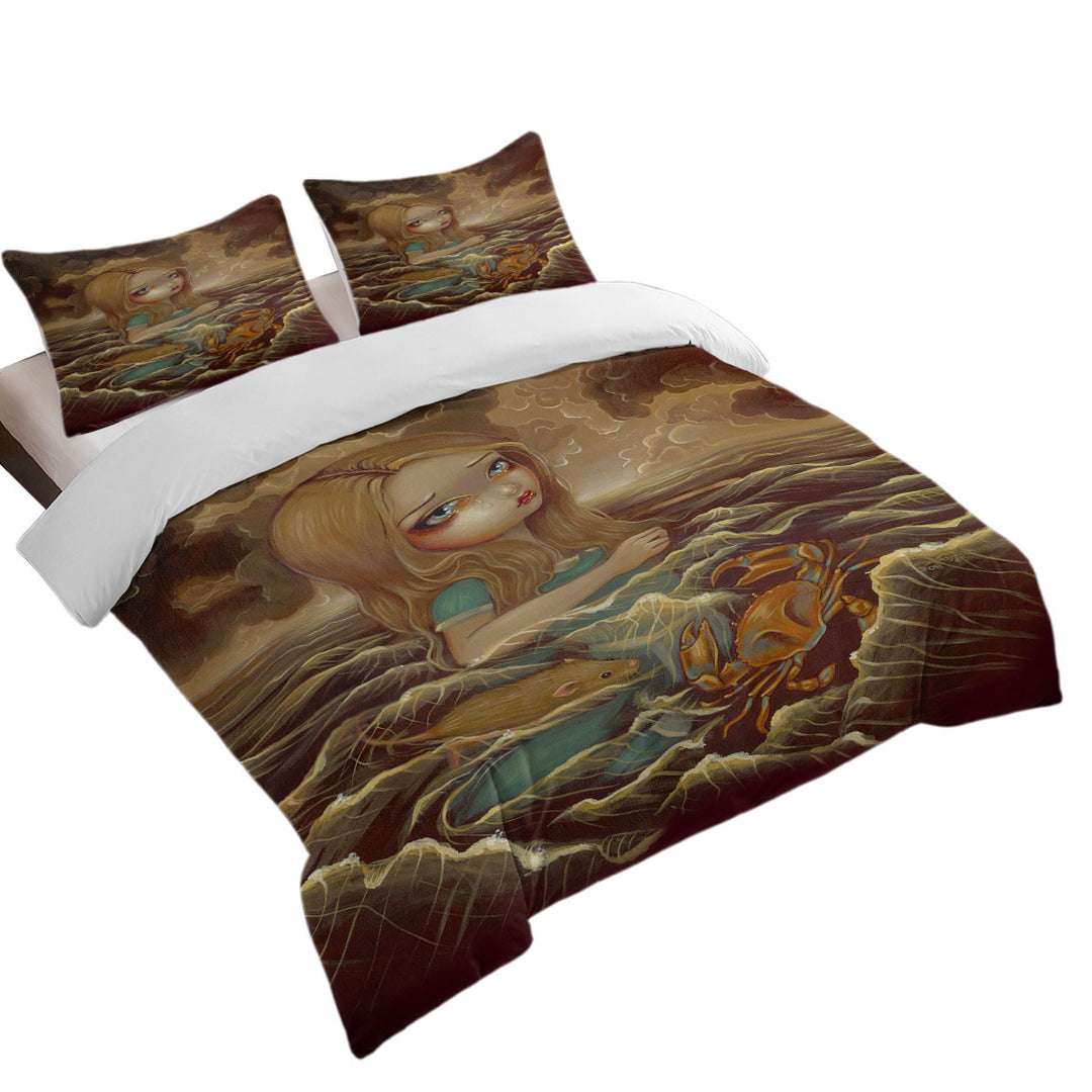 Twin Duvet Covers with Sad Art Alice in the Pool of Tears