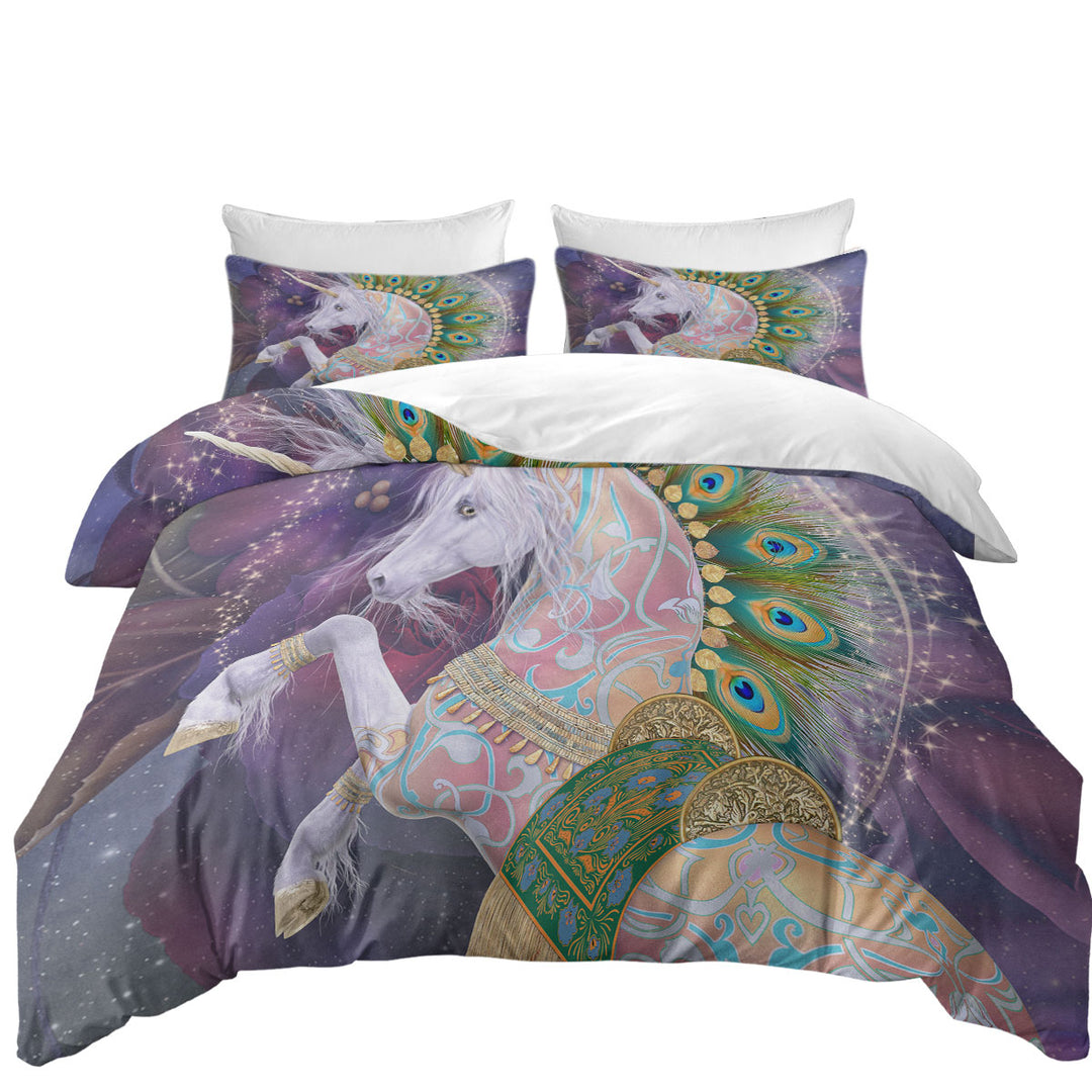 Twin Duvet Covers with Soraya the Magical Indian Peacock Unicorn