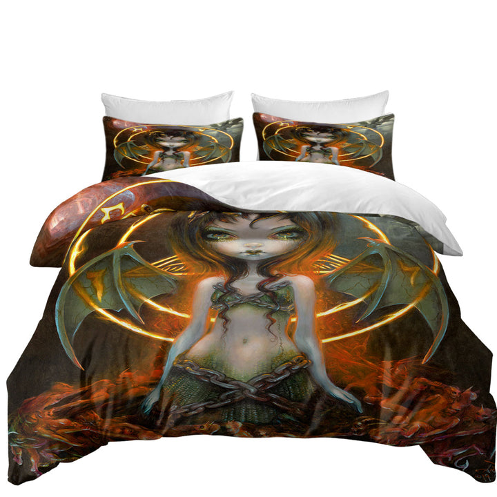 Twin Duvet Covers with The Devil Elemental Fire Demons and Dark Fairy