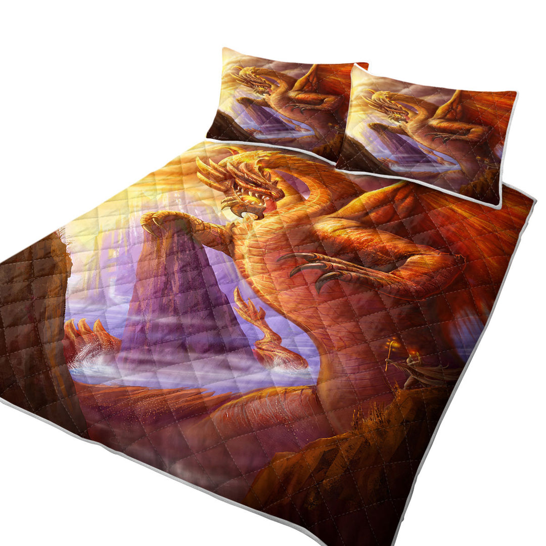 Twin Quilt with Cool Fiction Artwork Titan Dragon