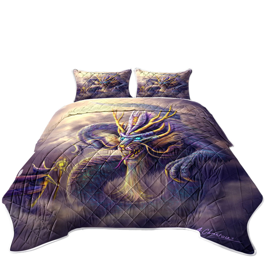 Twin Quilt with Ithrios the Purple Dragon