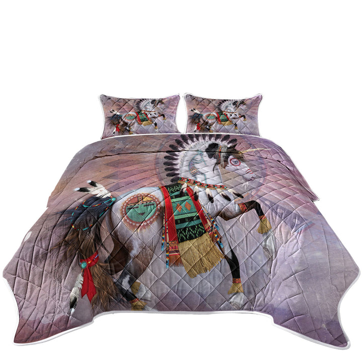 Twin Quilt with Kachina Native American Unicorn