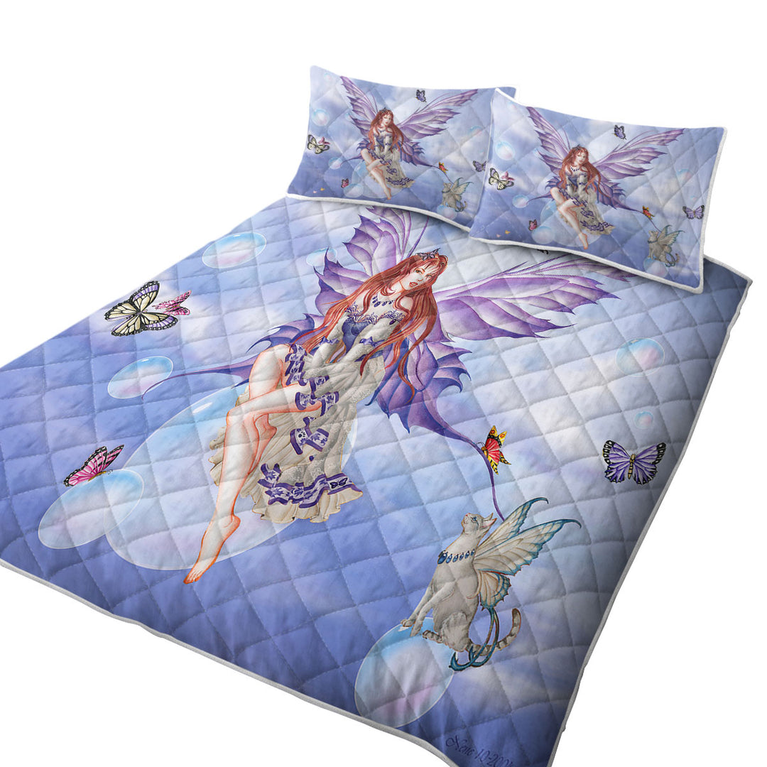 Twin Quilt with Purplelace and Butterflies Beautiful Elf Fairy