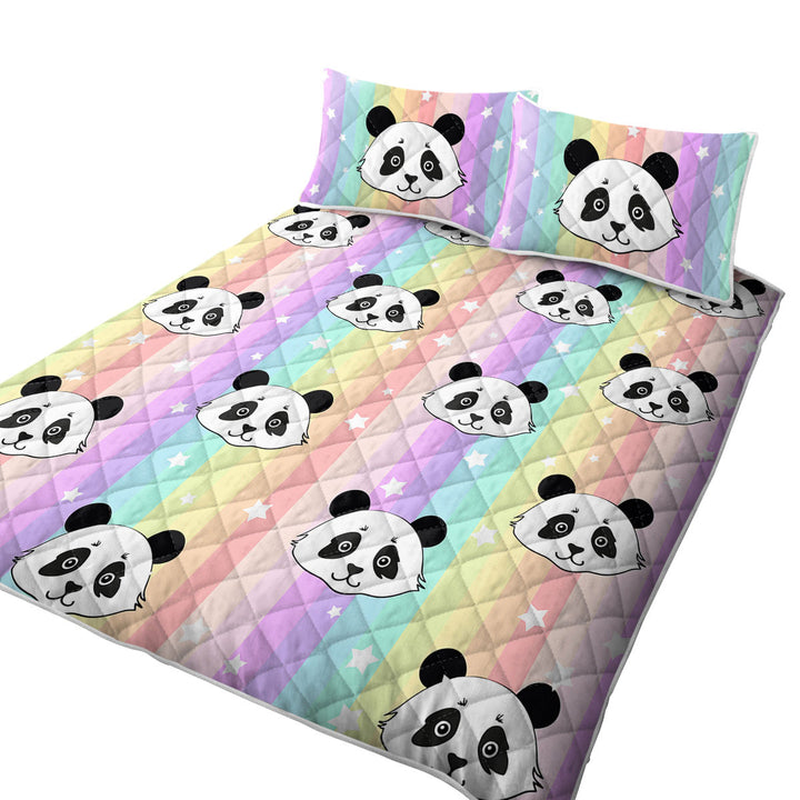 Twin Quilt with Rainbow Pandas