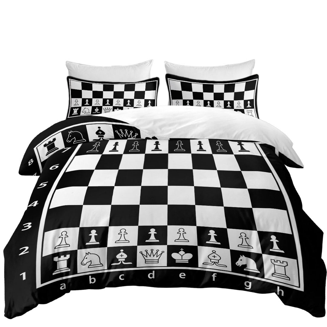 Twin xl Duvet Covers with Black and White Chess