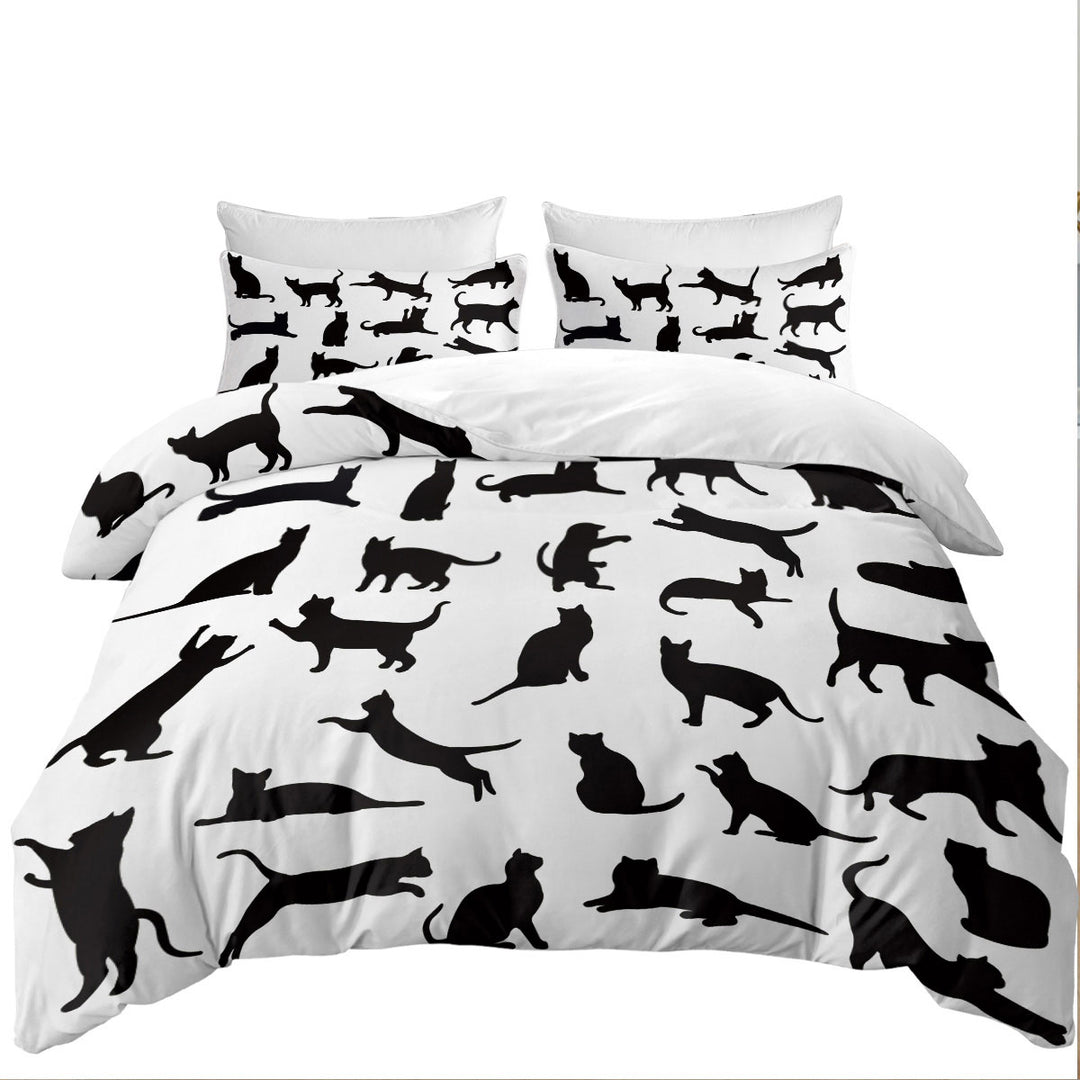 Twin xl Duvet Covers with Cats Silhouettes