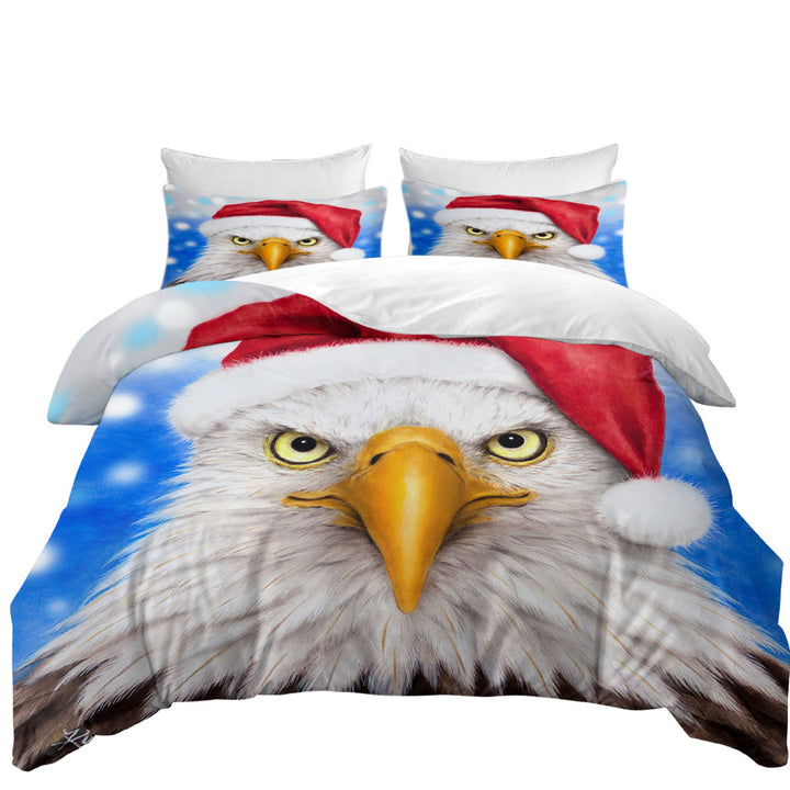 Twin xl Duvet Covers with Christmas Cool Funny Wild Animal Art Eagle Santa