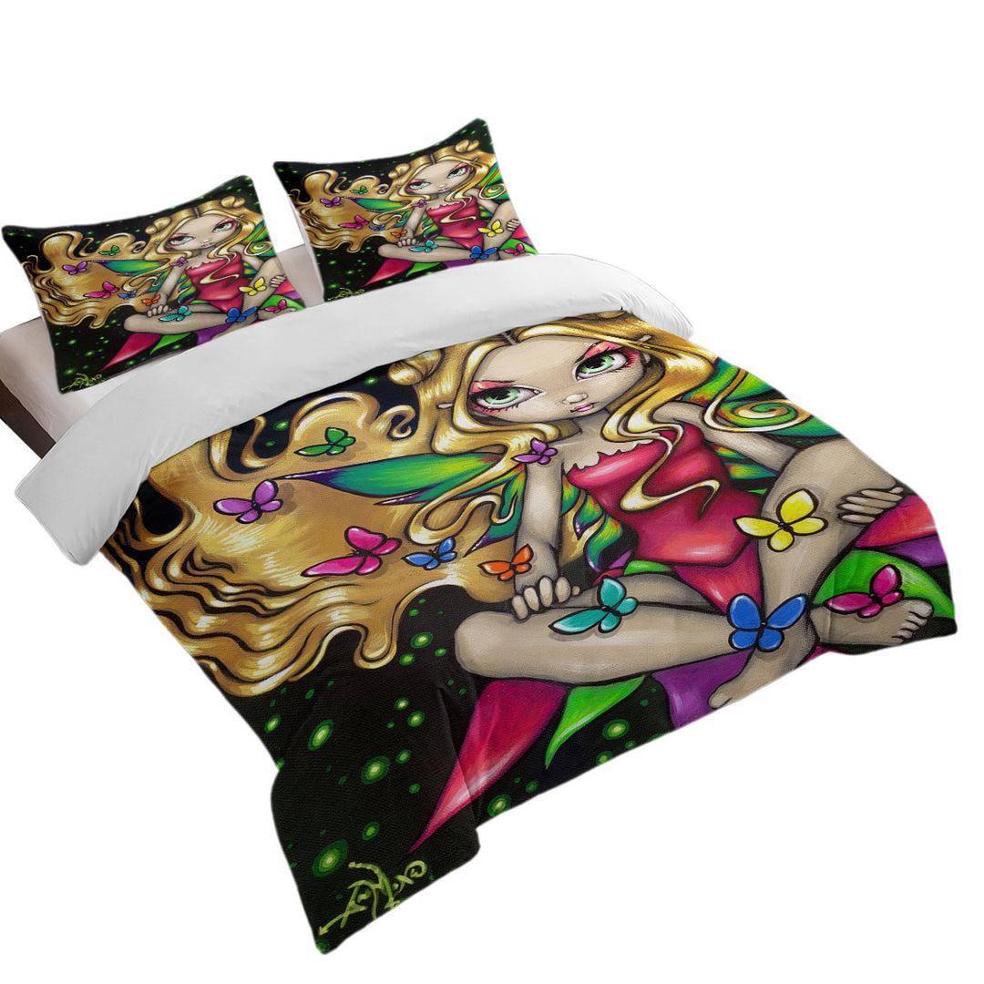 Twin xl Duvet Covers with Colorful Painting Butterfly Princess