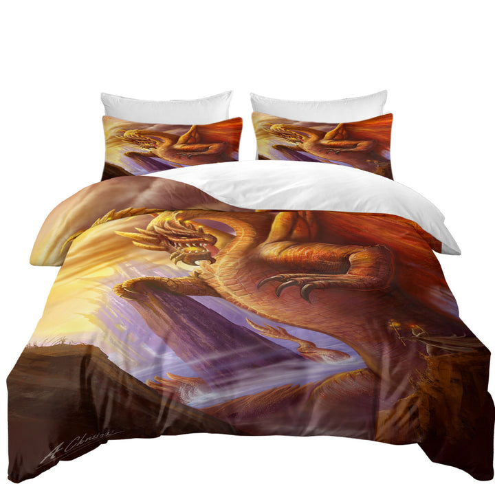 Twin xl Duvet Covers with Cool Fiction Artwork Titan Dragon