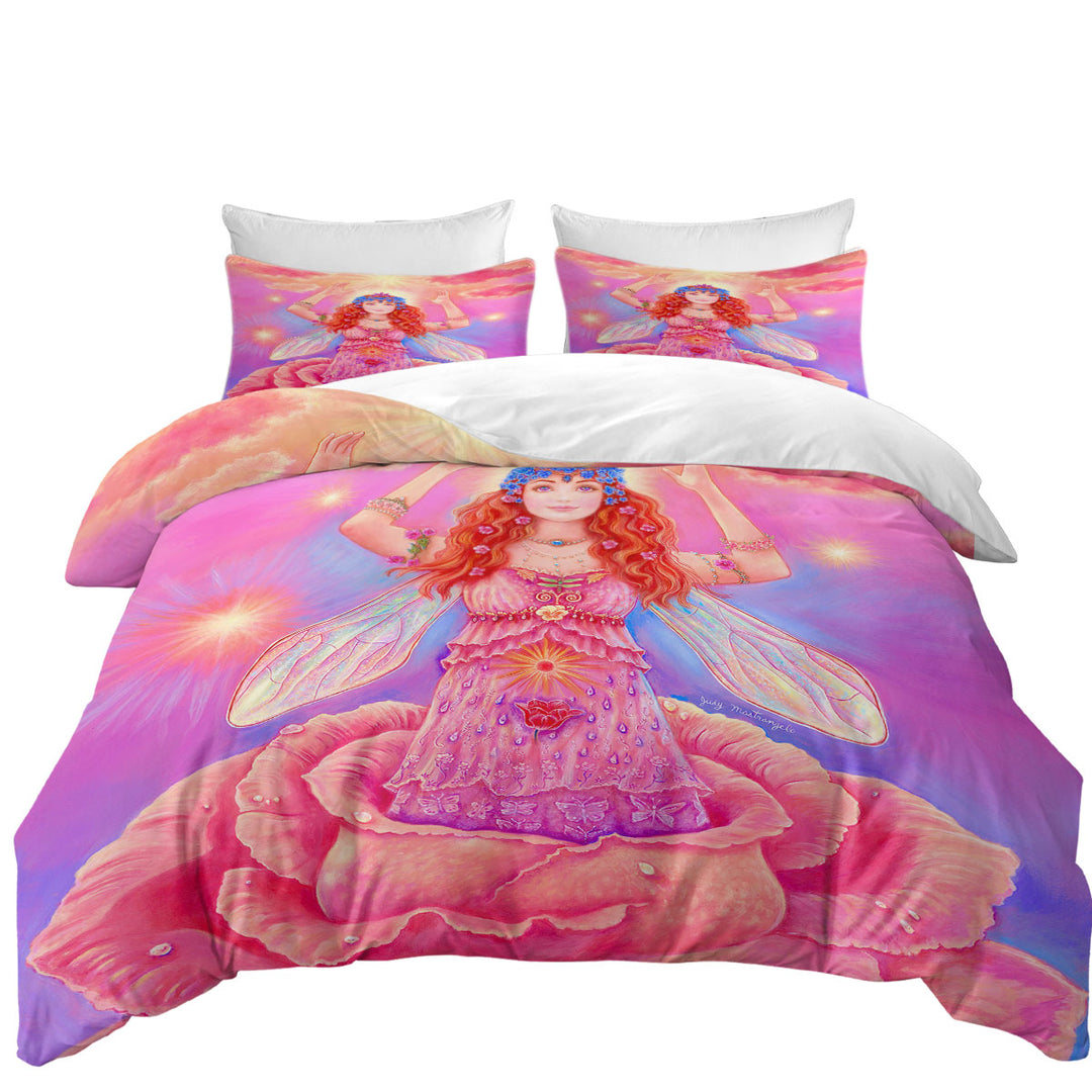 Twin xl Duvet Covers with Fairy Tales Art Rose Angel Flower Spirit