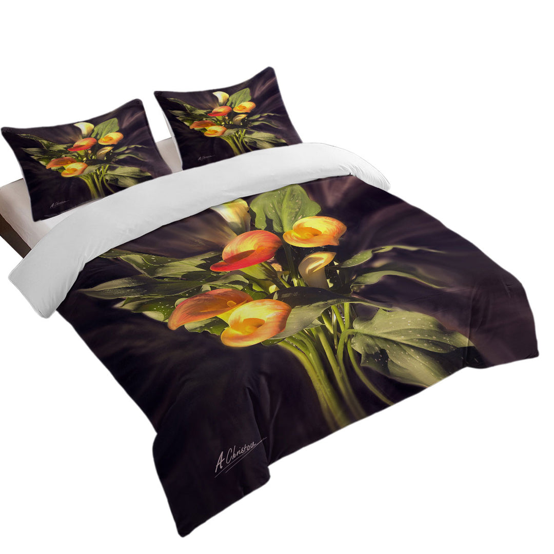 Twin xl Duvet Covers with Fine Art Flower Bloom Orchid